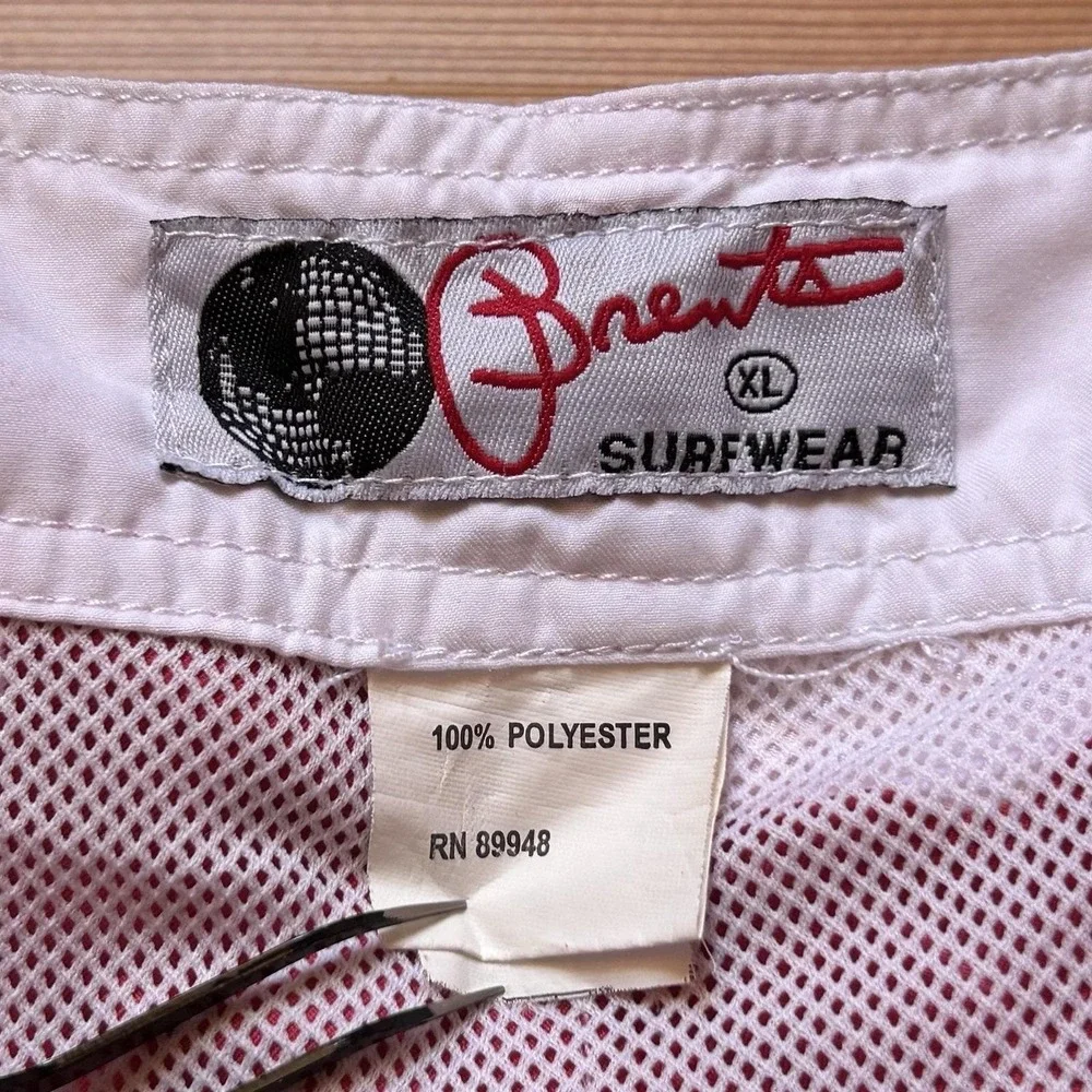 VTG Brents Surf Wear Swim Cargo Board Shorts Mens XL Lined Red Hawaiian Beach